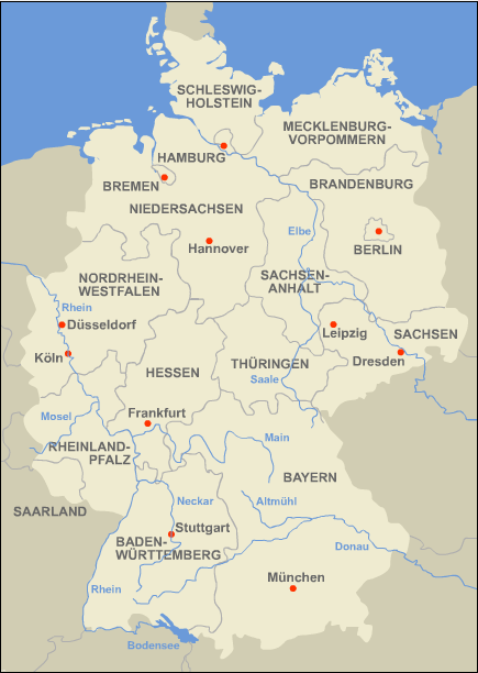 Deutschen Bundesländer - Karte - Reisen in Deutschland